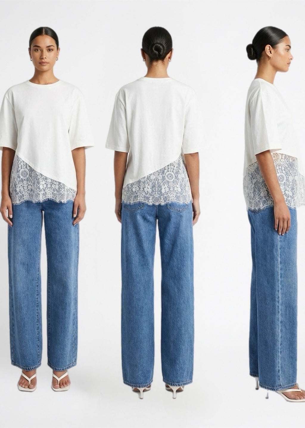 Tobin Lace Tee, Wht