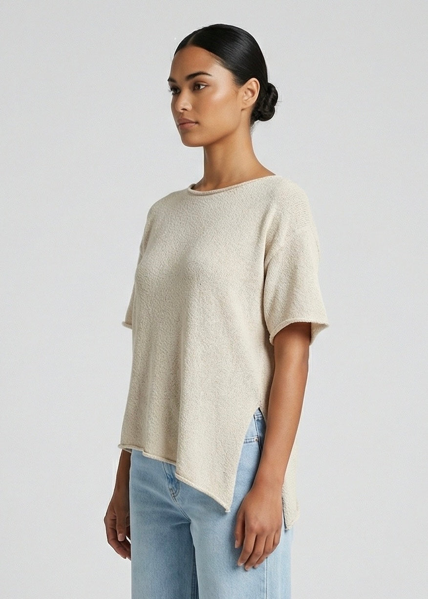 Lisbon Asym Knit Tee, Oat