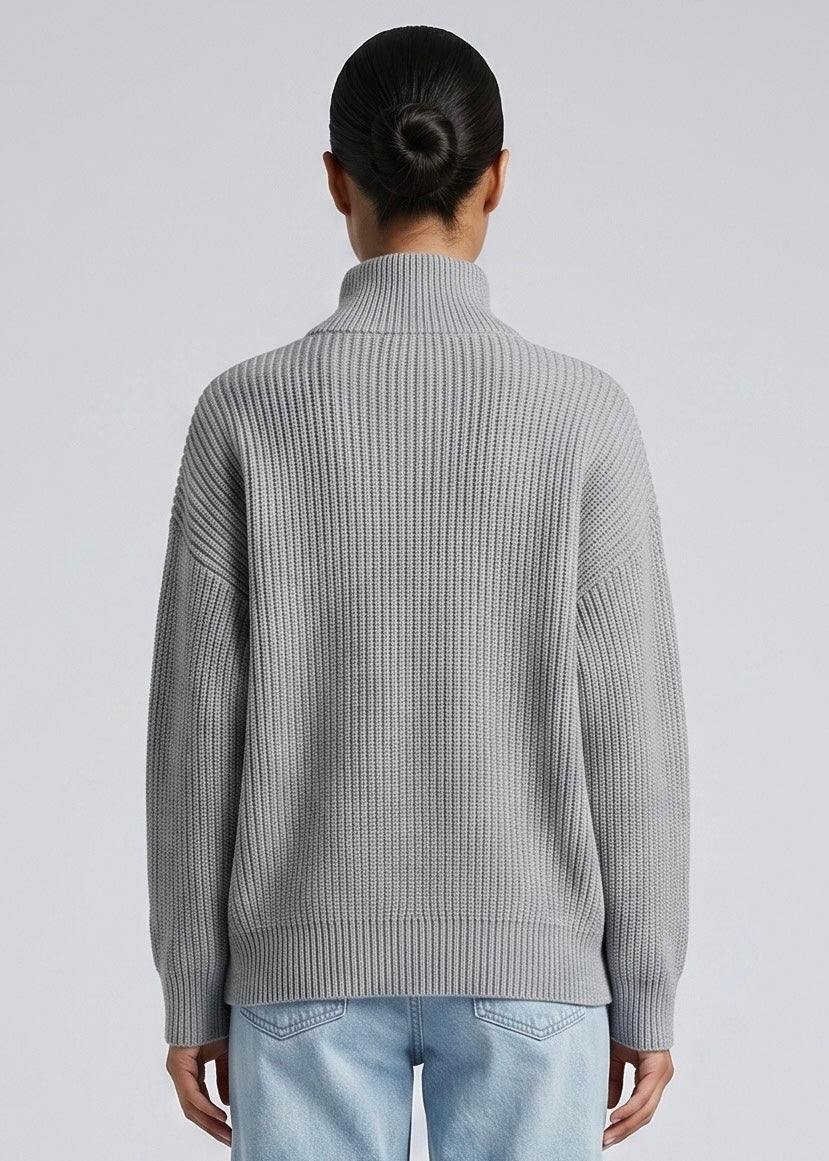Carter Zip Knit Jumper, Grey
