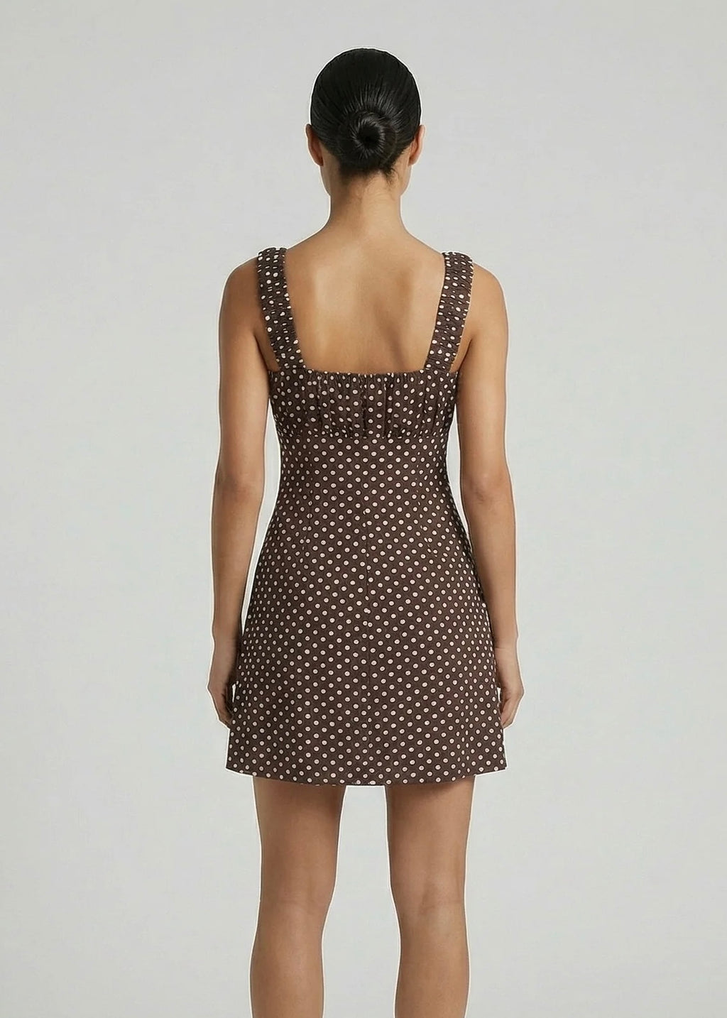 Yolanda Mini Dress, Choc Polka