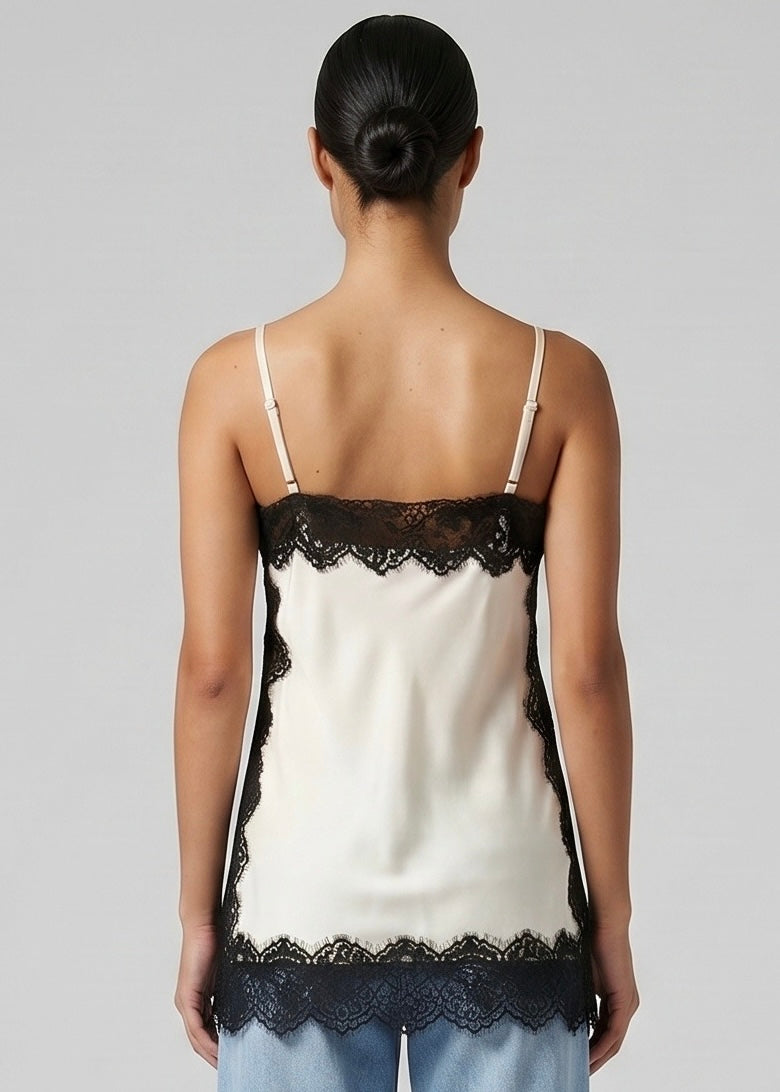Blanc Lace Top, Cream/Black