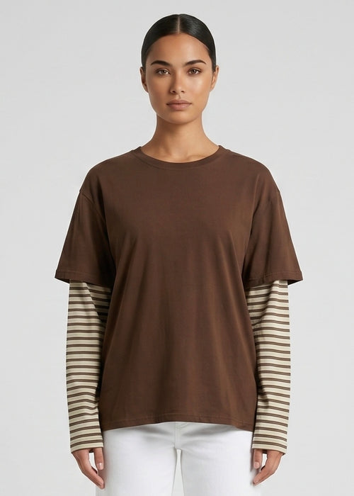 Coco Longsleeve Tee, Choc Stripe