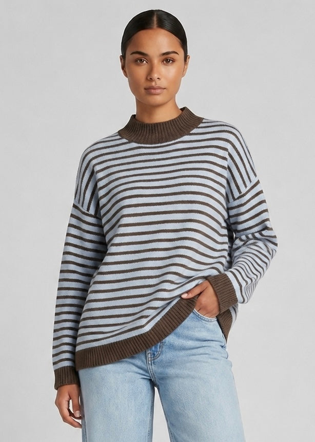 Rundle Stripe Knit, Choc/Blue