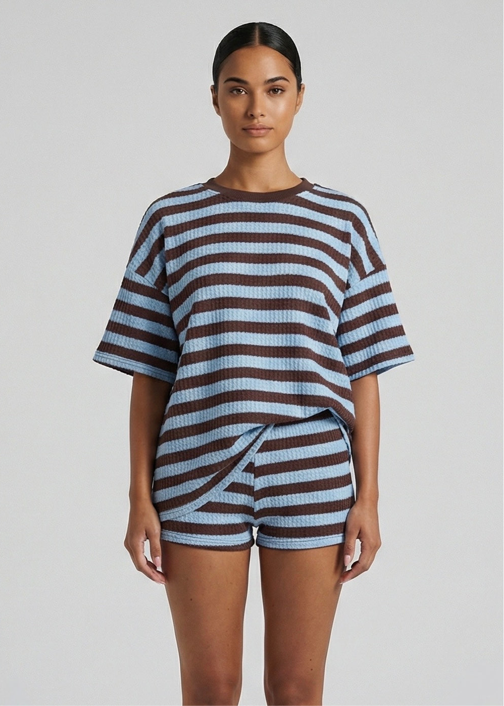 Tobi Waffle Mini Short, Choc/Blue