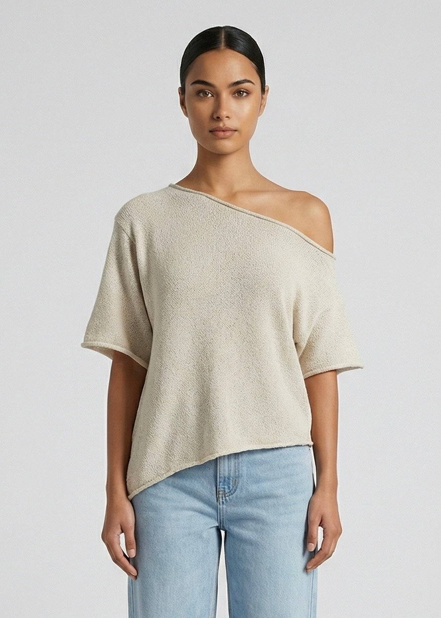 Lisbon Asym Knit Tee, Oat