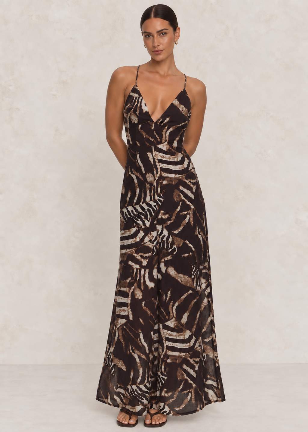 Zanzebar Maxi Dress, Choc/Multi