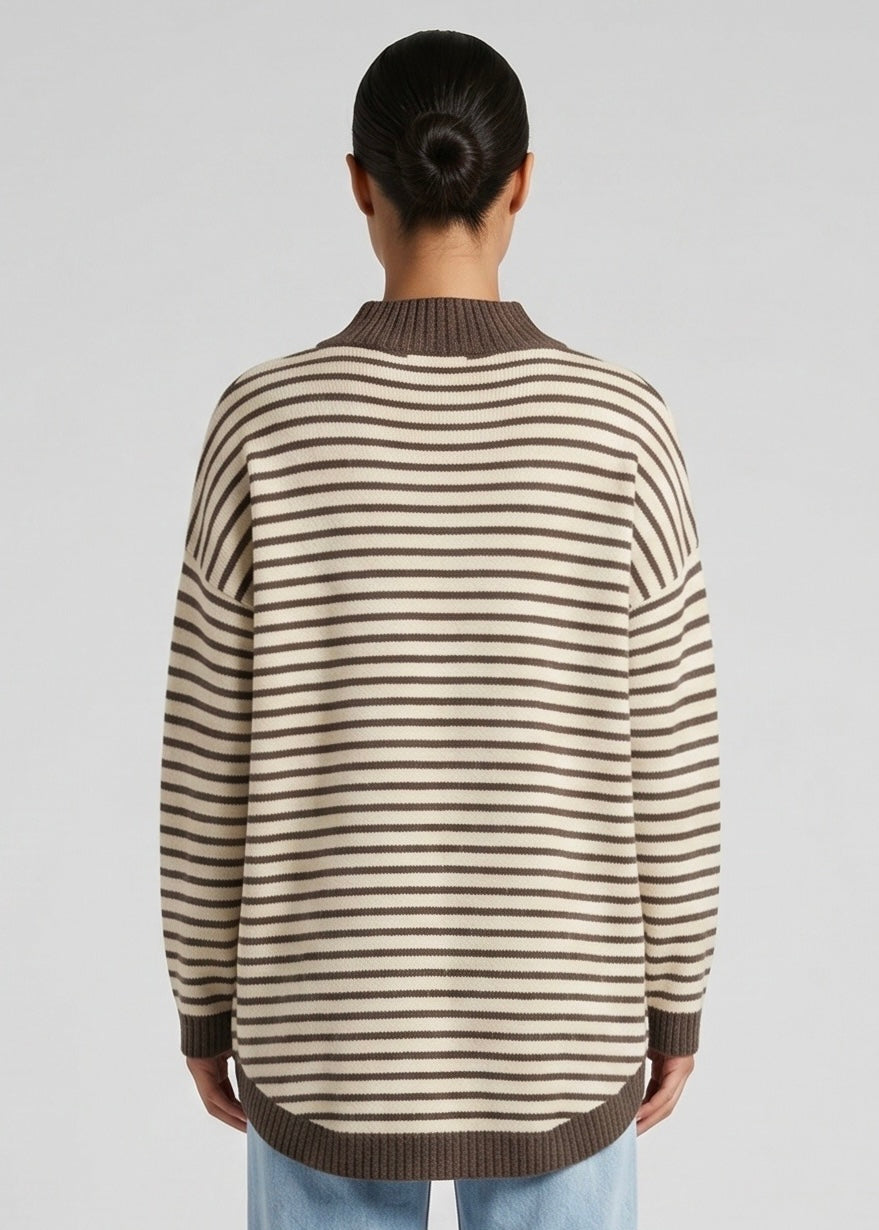 Rundle Stripe Knit, Choc/Beige