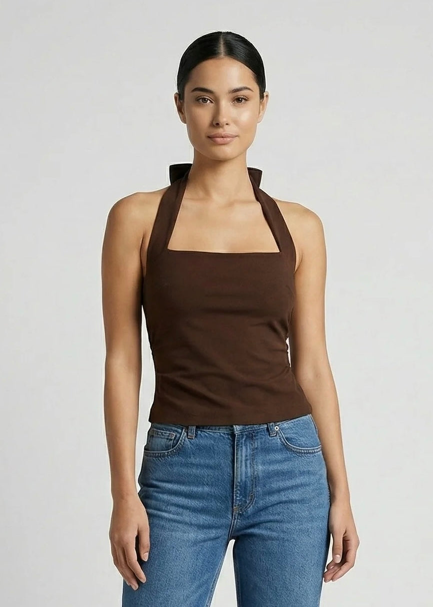 Zala Halter Top, Choc