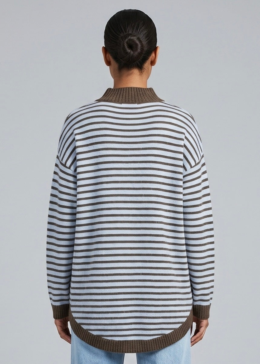 Rundle Stripe Knit, Choc/Blue