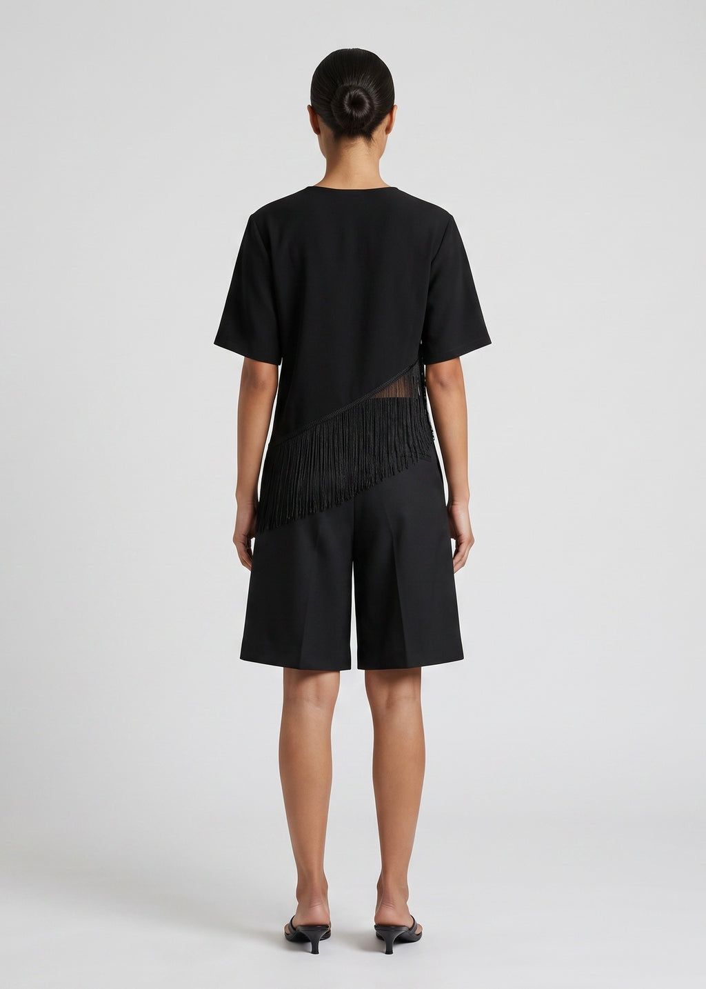 Jolene Fringe Tee, Black