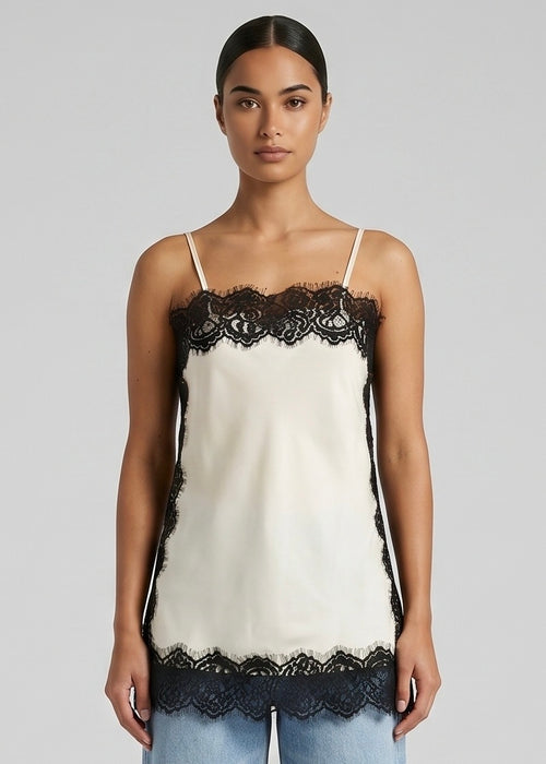 Blanc Lace Top, Cream/Black