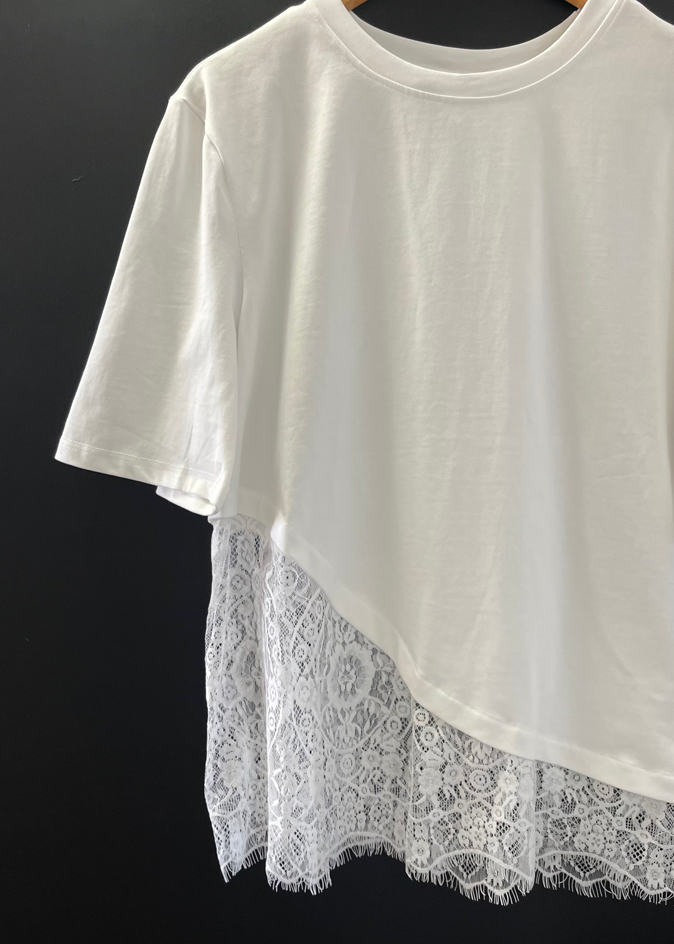 Tobin Lace Tee, Wht