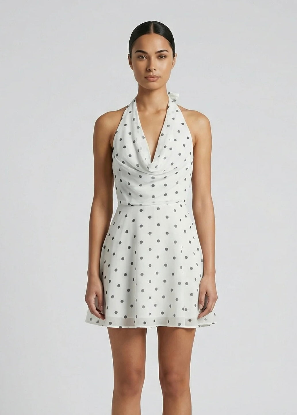 Milla Mini Dress, White Polka