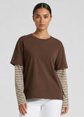 Coco Longsleeve Tee, Choc Stripe