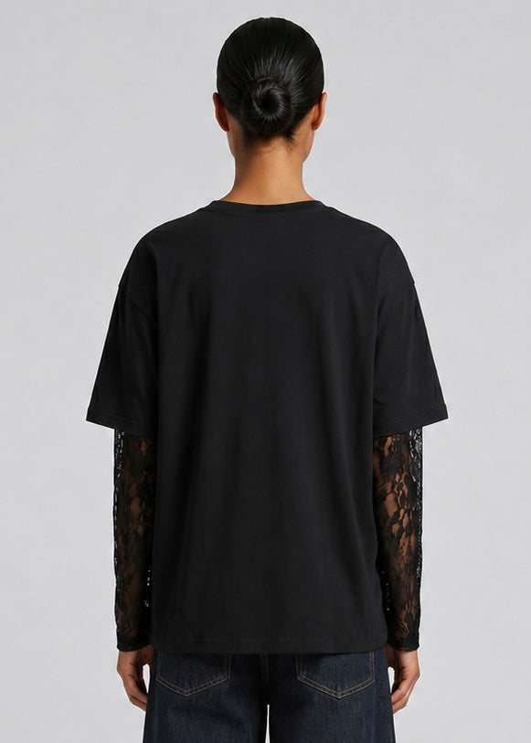 Sabre Lace Longsleeve Tee, Black