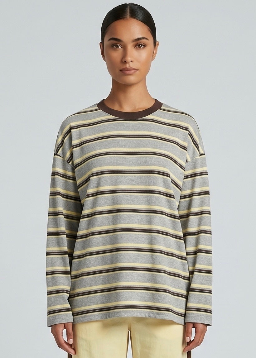 Rally Stripe Longsleeve Tee, Grey/Choc