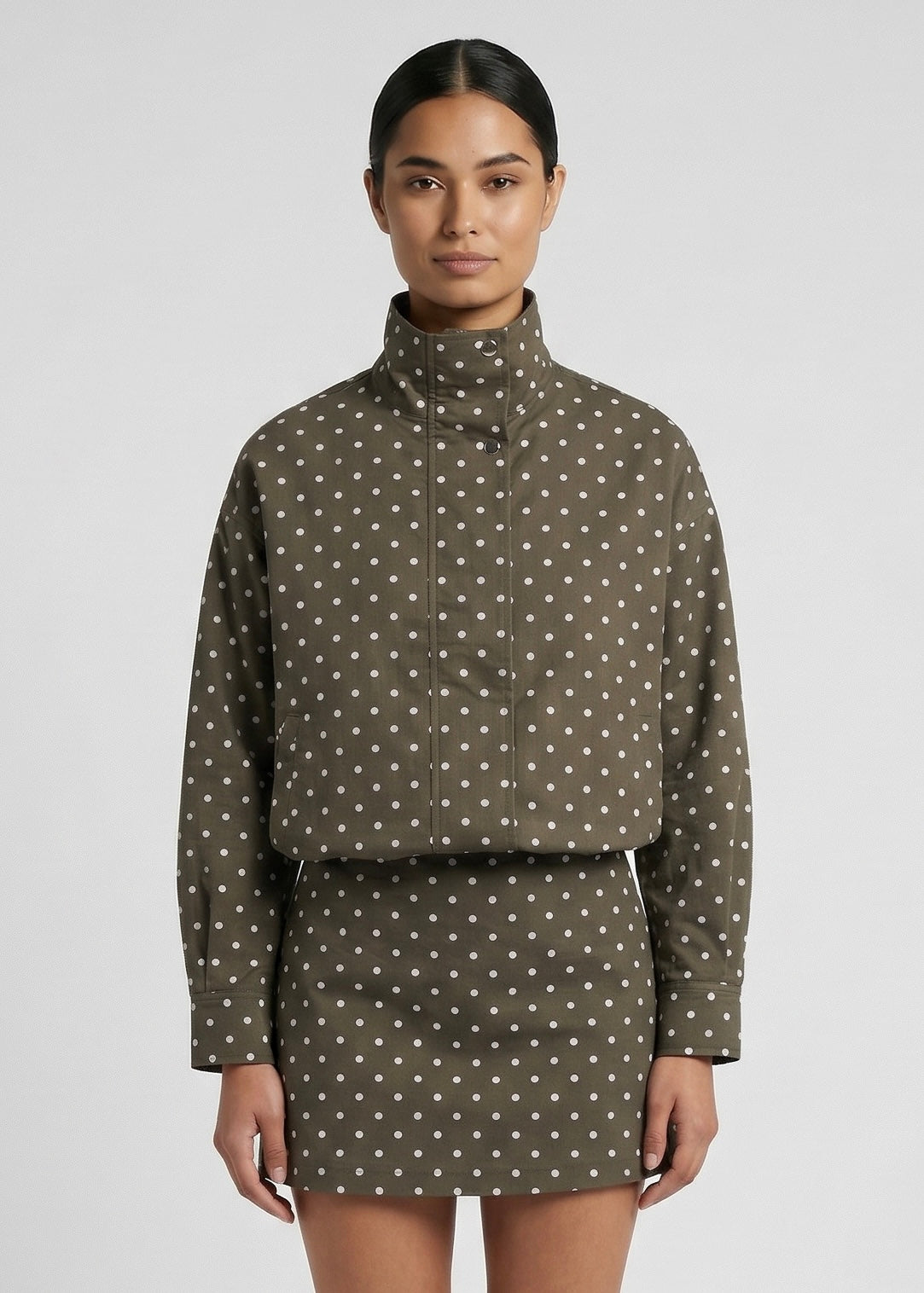 Emmie Bomber Jacket, Choc/Polka