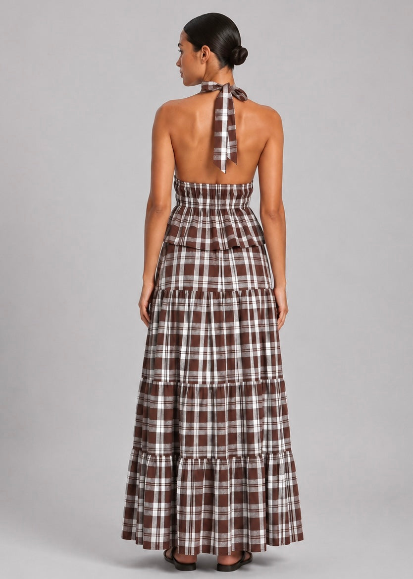 Whitney Halter Top, Choc/Check