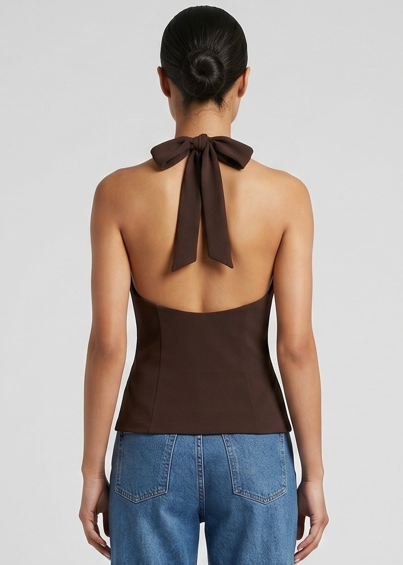 Nula Halter Top, Choc