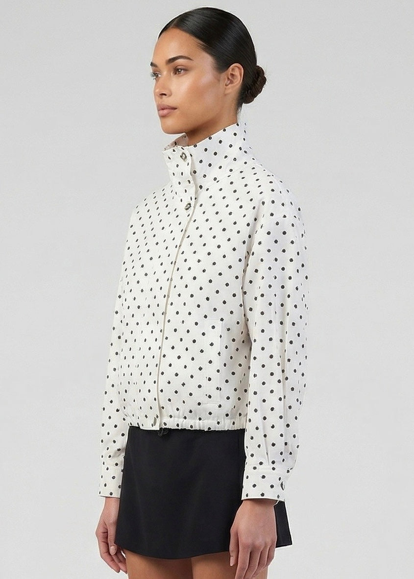 Emmie Bomber, White/Polka