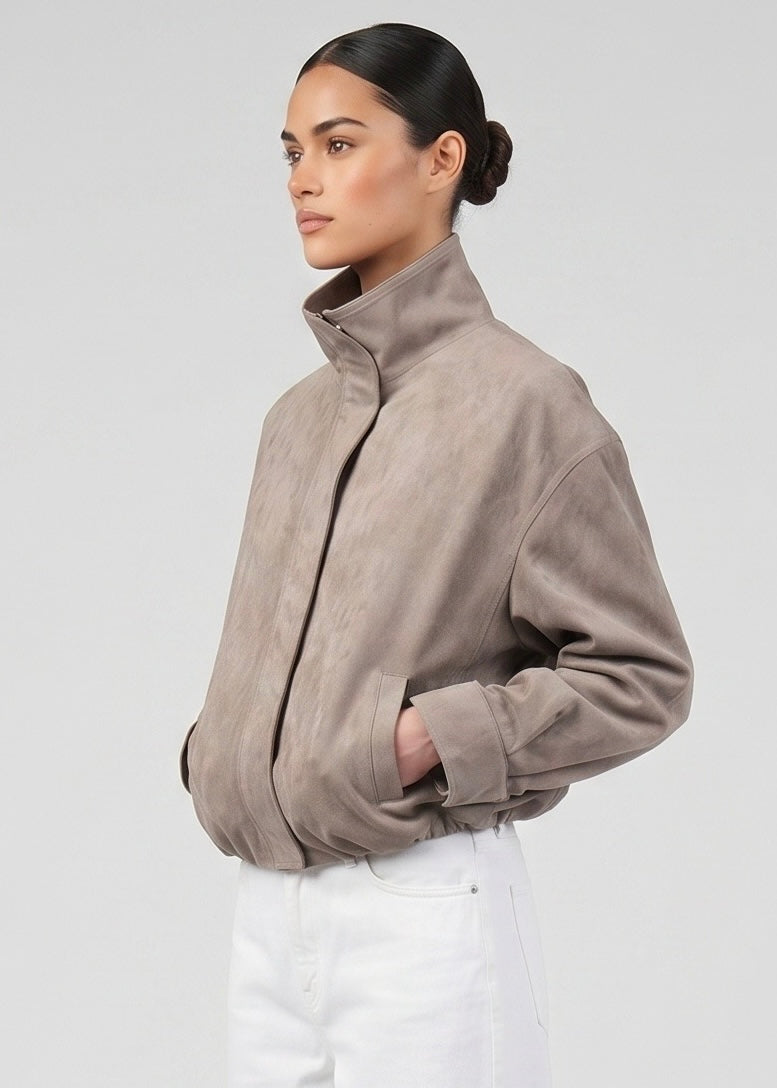 Everett Bomber, Oyster/Faux Suede