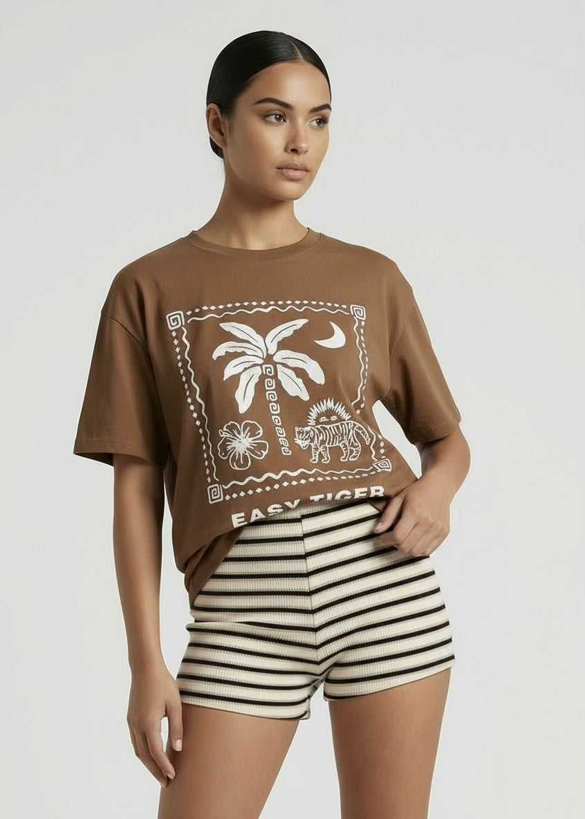 Beny Knit Stripe Mini Short, Off White