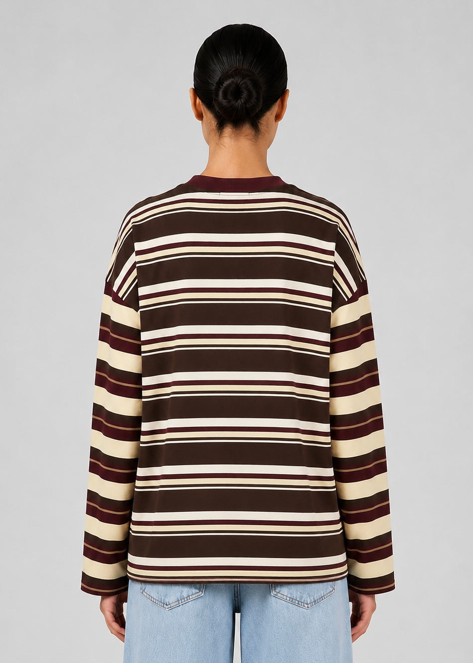 Pipeline Contrast Stripe LS Tee, Yellow/Choc