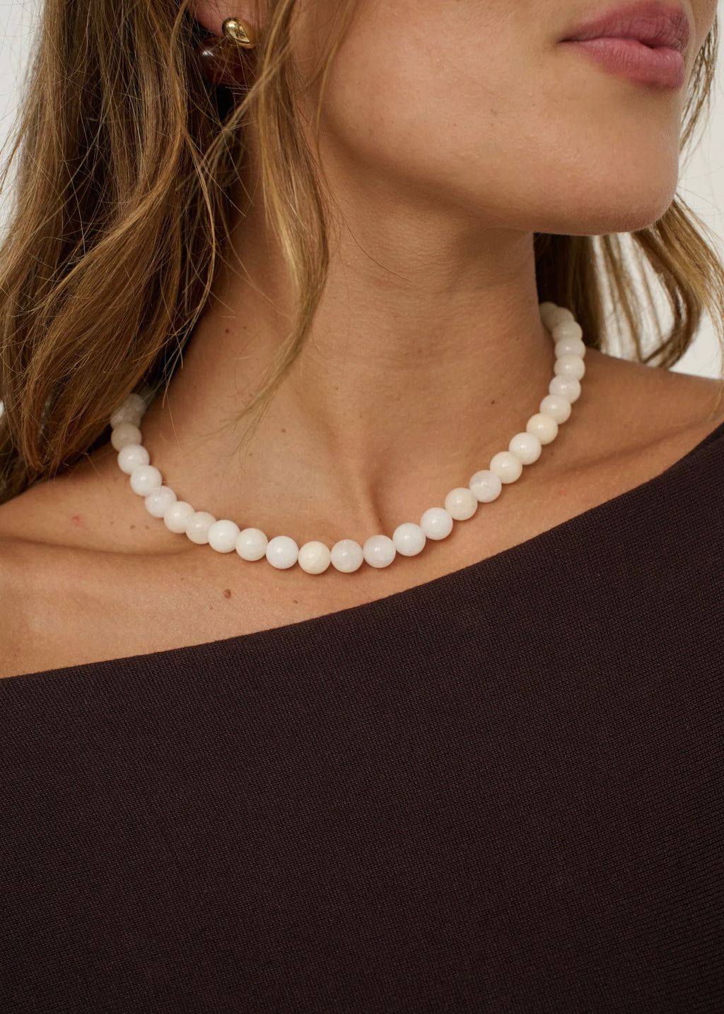 Nell Glass Beaded Necklace, Cream