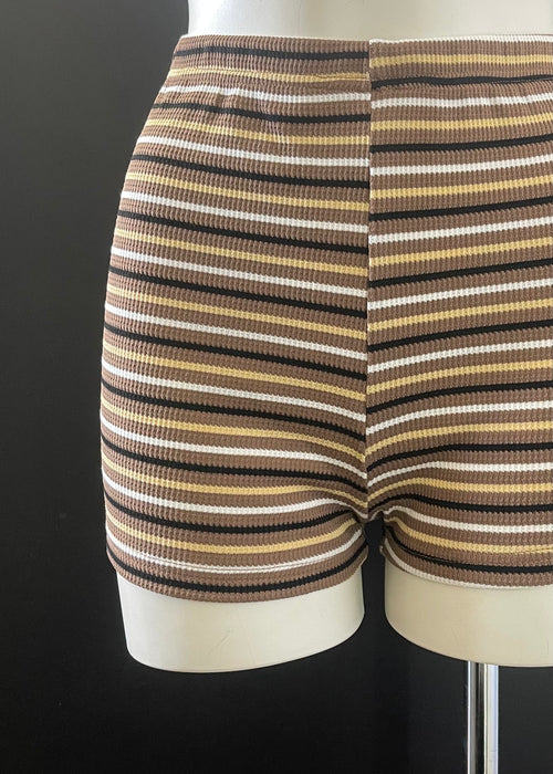 Beny Knit Stripe Mini Short, Brown