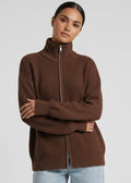 Carter Zip Knit Jumper, Choc