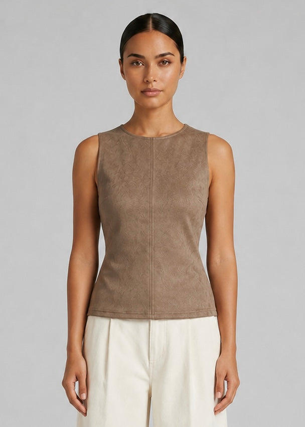 Mustang Faux Suede Top, Brown