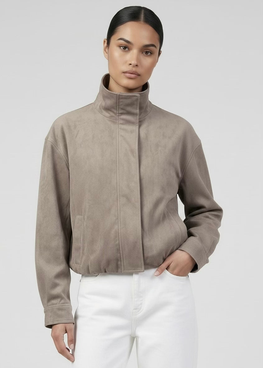 Everett Bomber, Oyster/Faux Suede