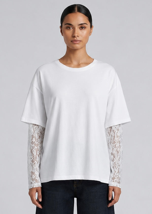 Sabre Lace Longsleeve Tee, White