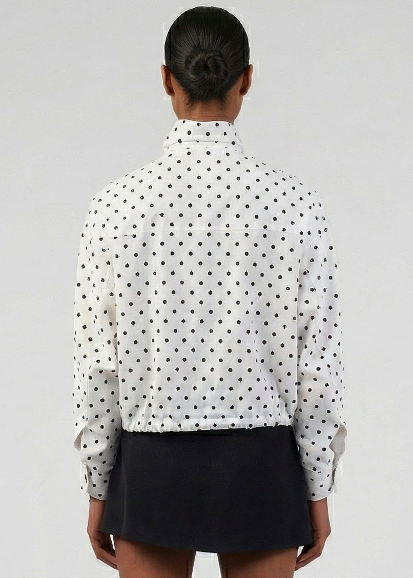 Emmie Bomber, White/Polka