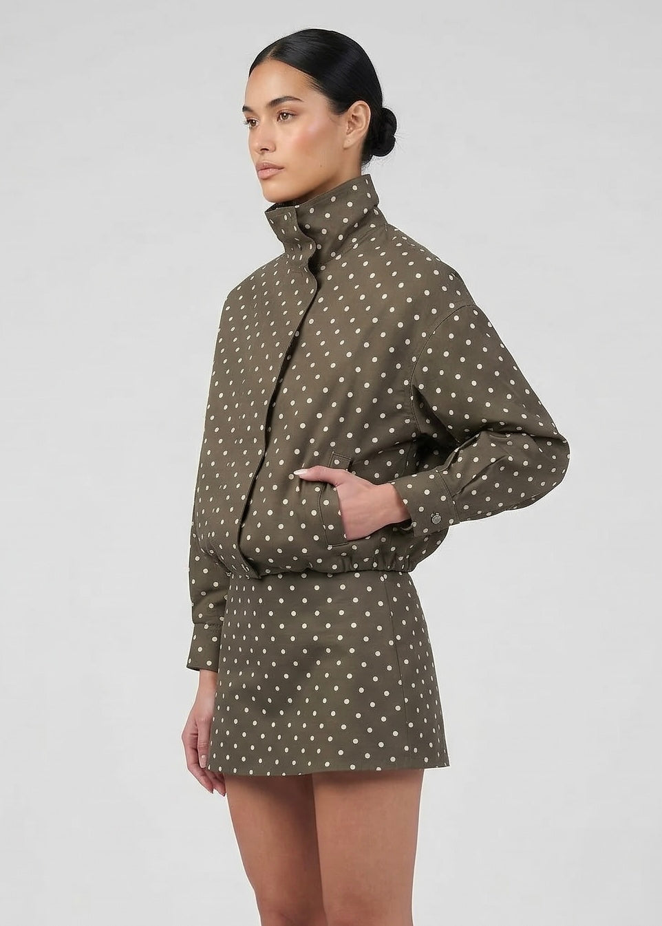 Emmie Bomber Jacket, Choc/Polka
