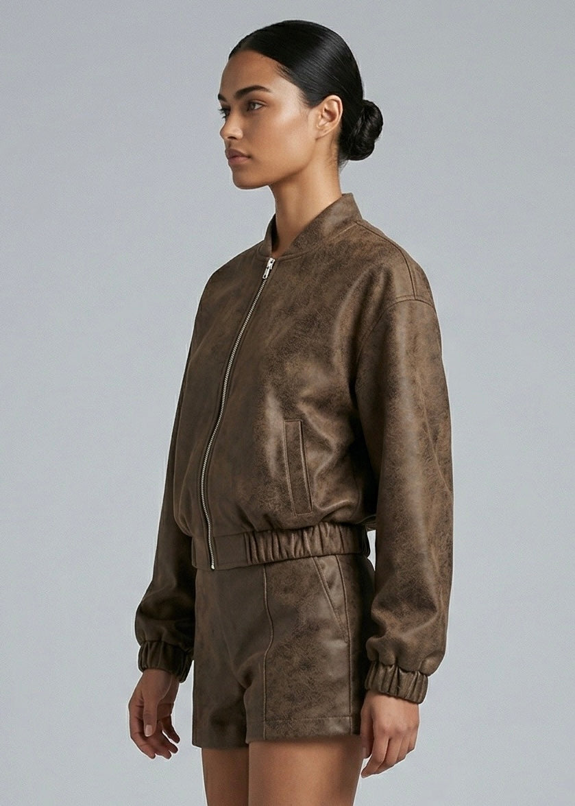Farro Bomber Jacket, Mottle Brown