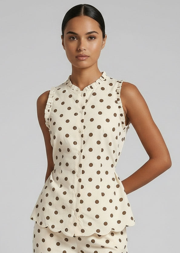 Novelle Top, Oatmeal/Polka