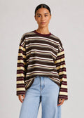 Pipeline Contrast Stripe LS Tee, Yellow/Choc