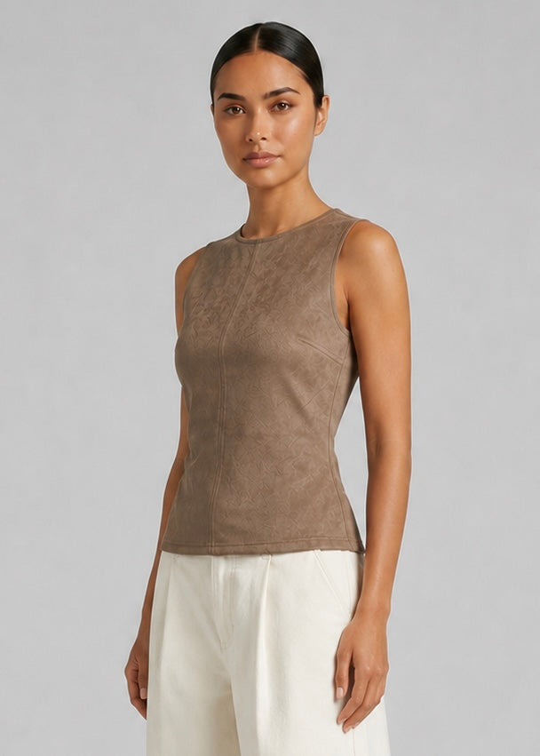 Mustang Faux Suede Top, Brown