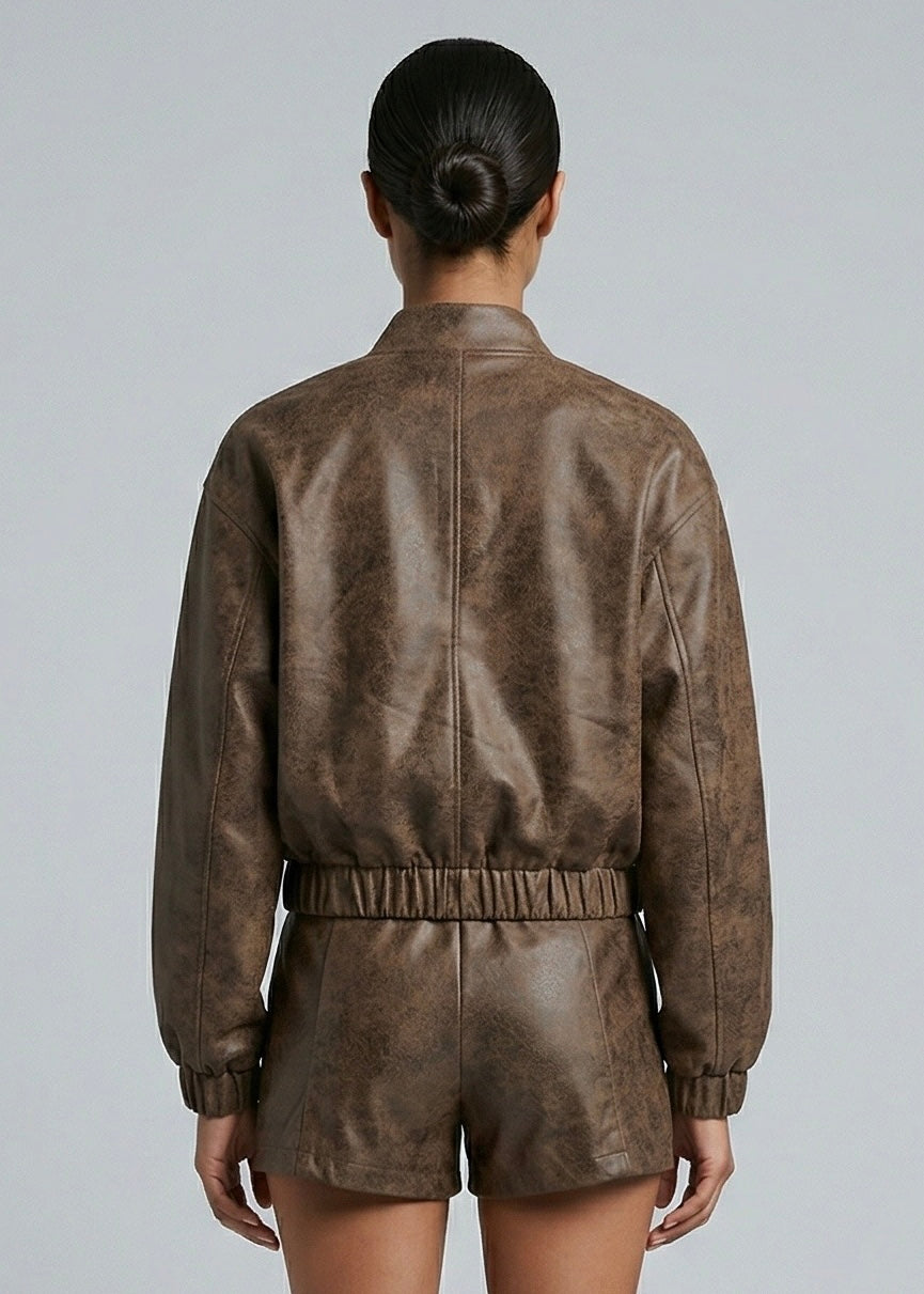 Farro Bomber Jacket, Mottle Brown
