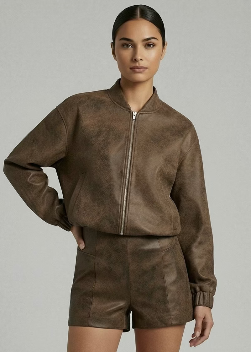 Farro Bomber Jacket, Mottle Brown