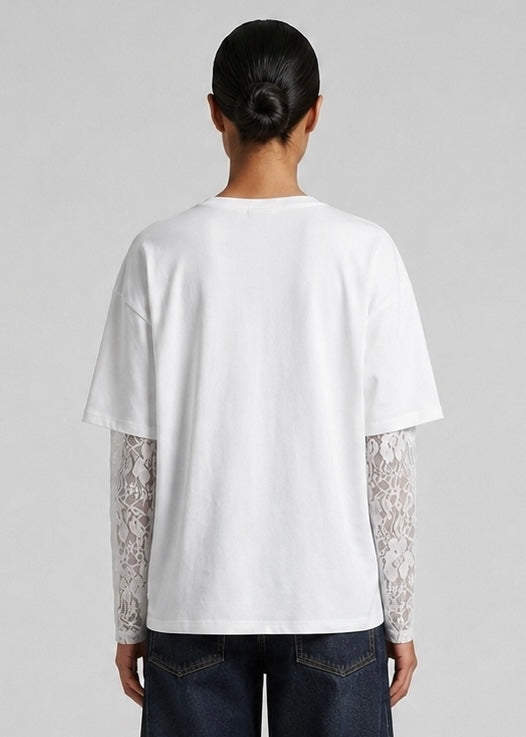 Sabre Lace Longsleeve Tee, White