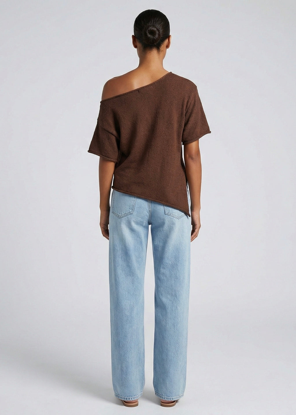 Lisbon Asym Knit Tee, Choc