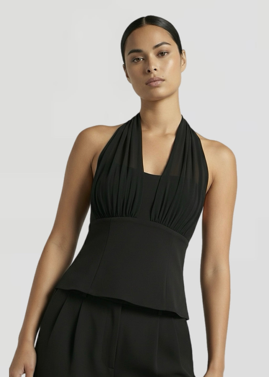 Sutton Halter Top, Blk