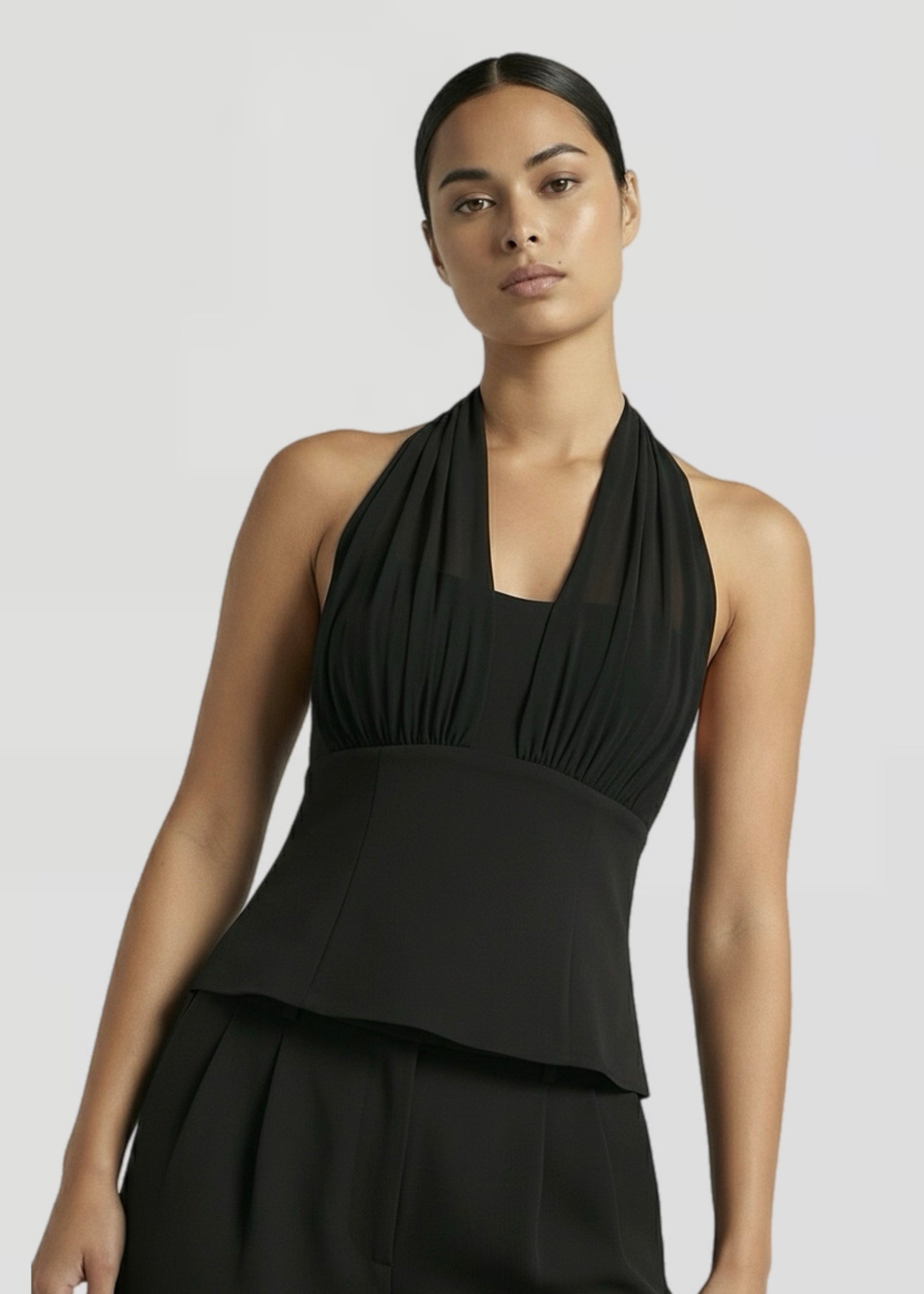 Sutton Halter Top, Blk