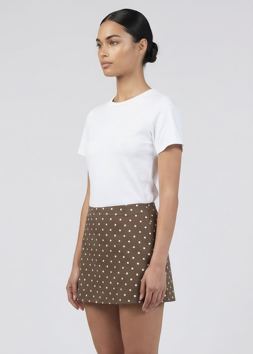 Emmie Mini Skort, Choc/Polka