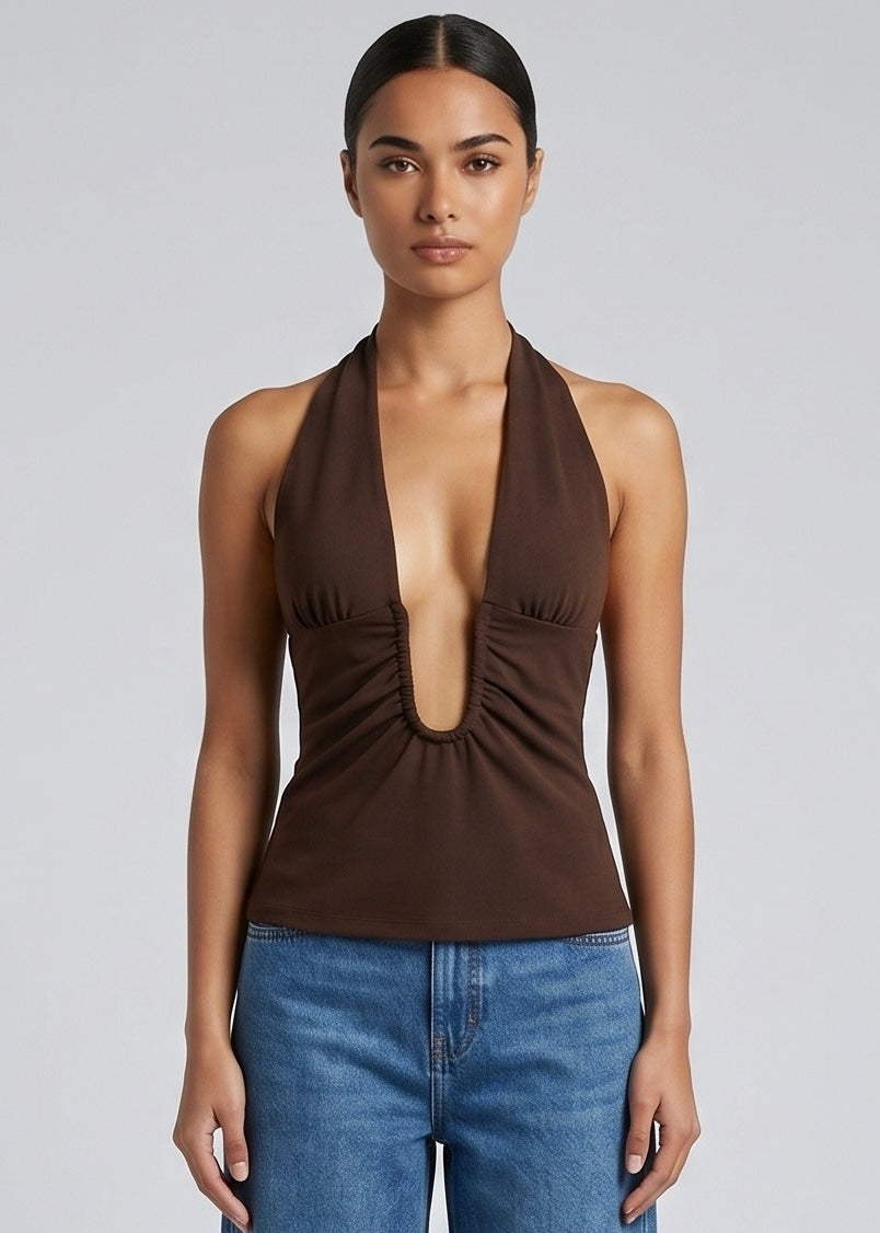 Nula Halter Top, Choc