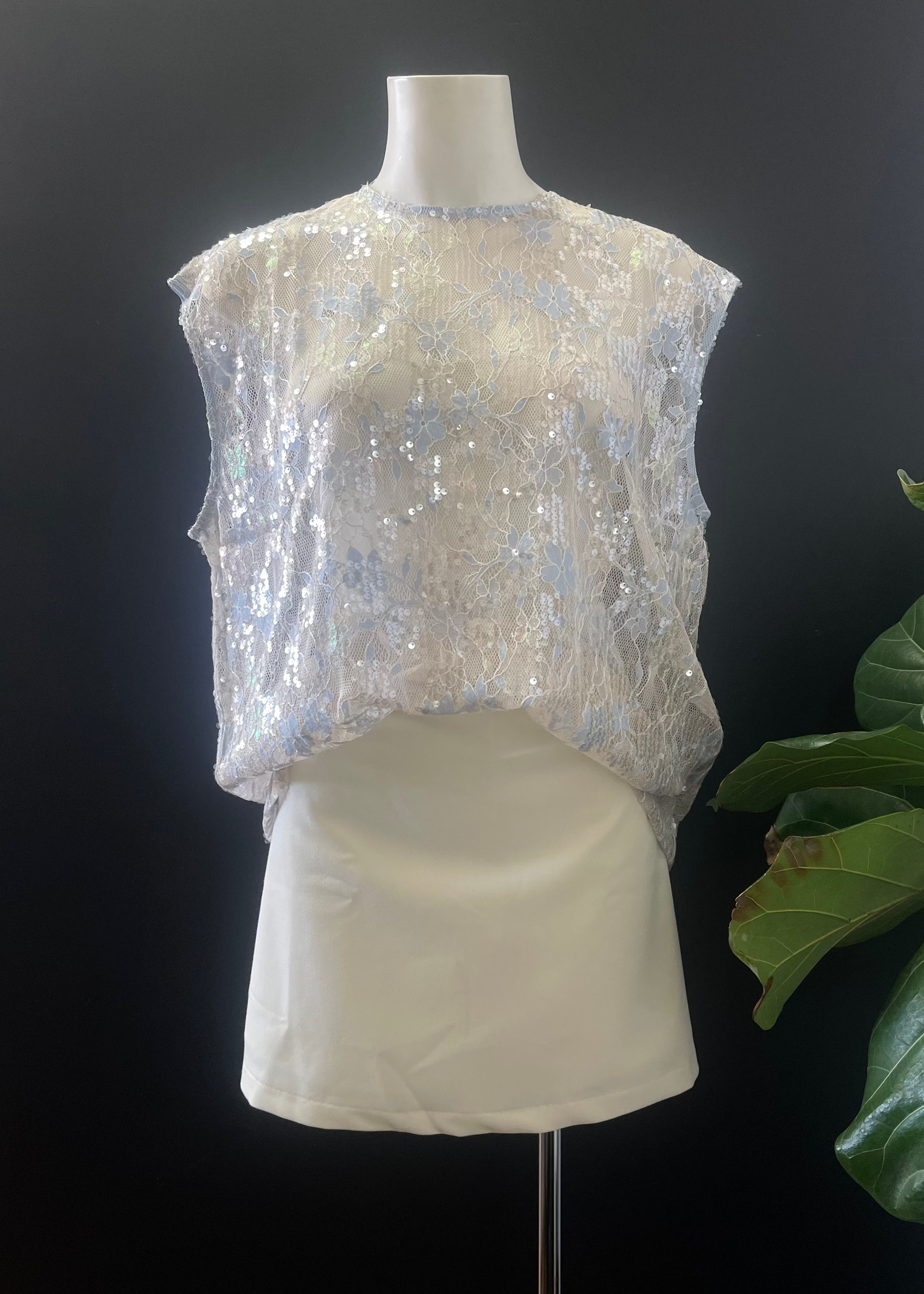 Sudo Sequin Top, Silver