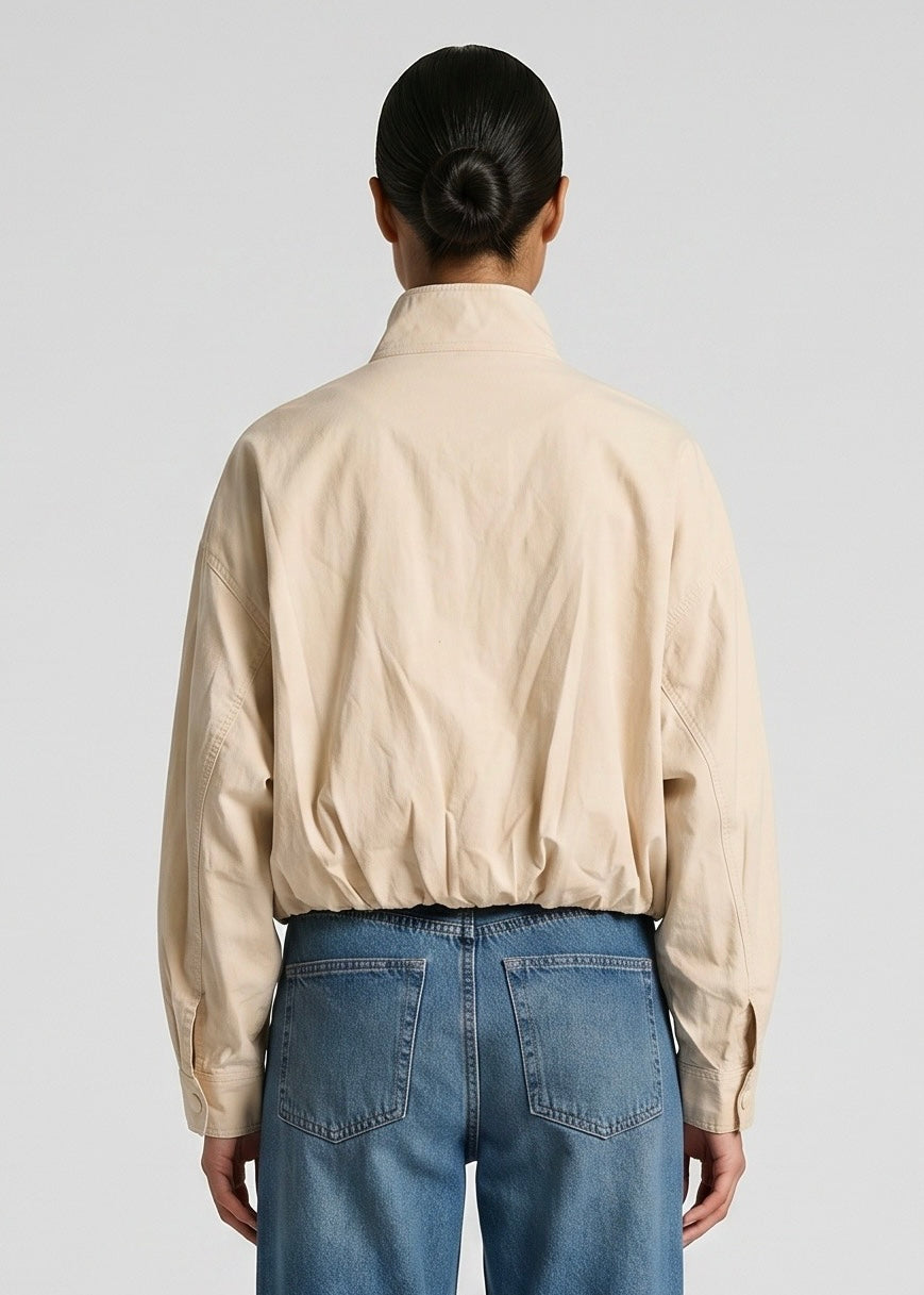 Denver Faux Leather Bomber, Cream