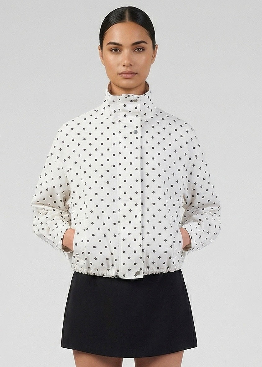 Emmie Bomber, White/Polka